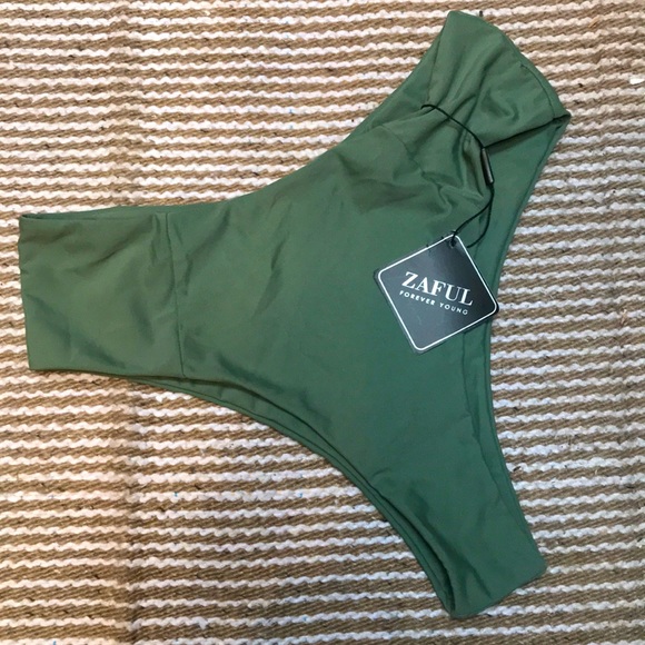 High-waisted Olive Bikini Bottoms - Picture 3 of 5